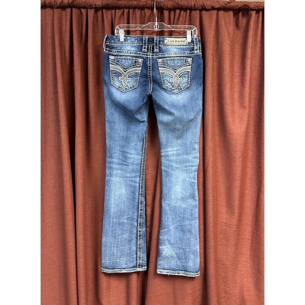 Women's ROCK REVIVAL Randi Low Rise Distressed Bootcut Jeans Size 30x32